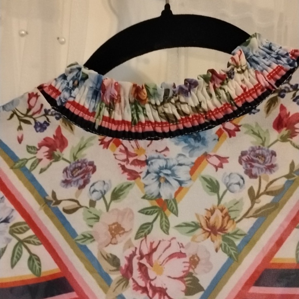 Jealous Tomato Woman's High Neck Floral Print Long Sleeve Blouse, Size: S - Picture 4 of 12